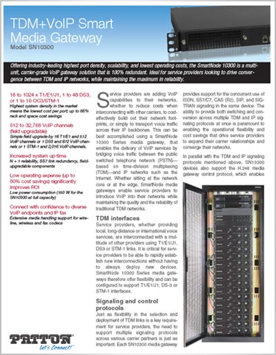 SmartNode 10300 TDM+VoIP Media Gateway Data Sheet