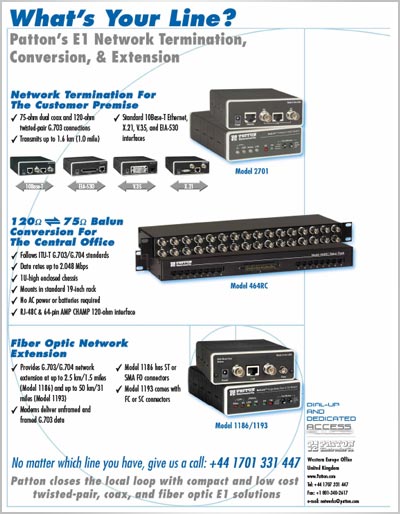 What’s Your Line? Patton's E1 Network...