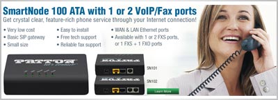 SmartNode 100 ATA with 1 or 2 VoIP/Fax ports