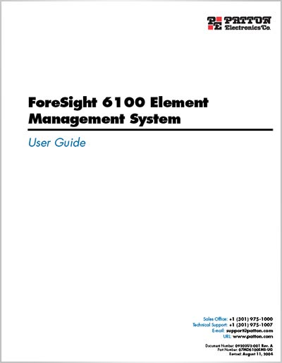 Patton ForeSight 6100 Element Management System User Guide