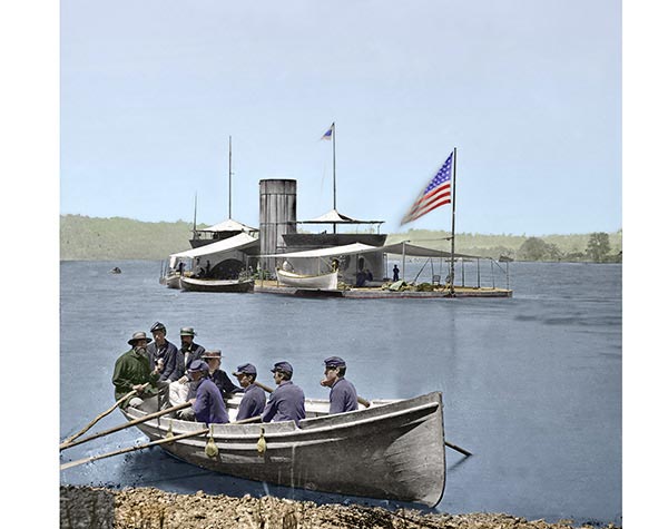 Colorized St. James River Civil War Monitor the USS Onondaga (Undated)